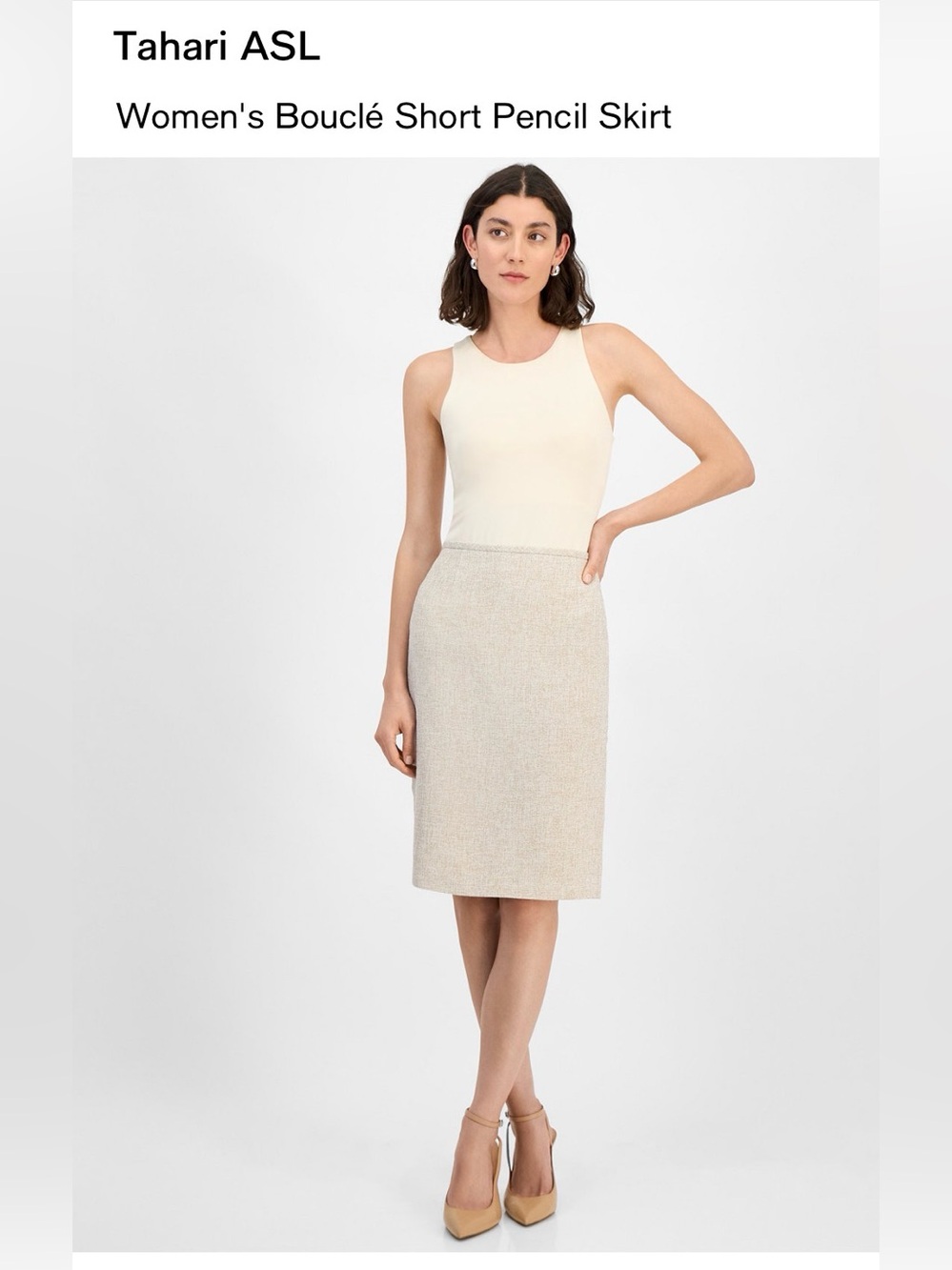 Tahari ASL Women's Bouclé Short Pencil Skirt
